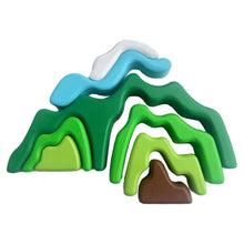 Load image into Gallery viewer, AVWoodSy Waldorf Mountain Stacker replicating Majestic Peaks